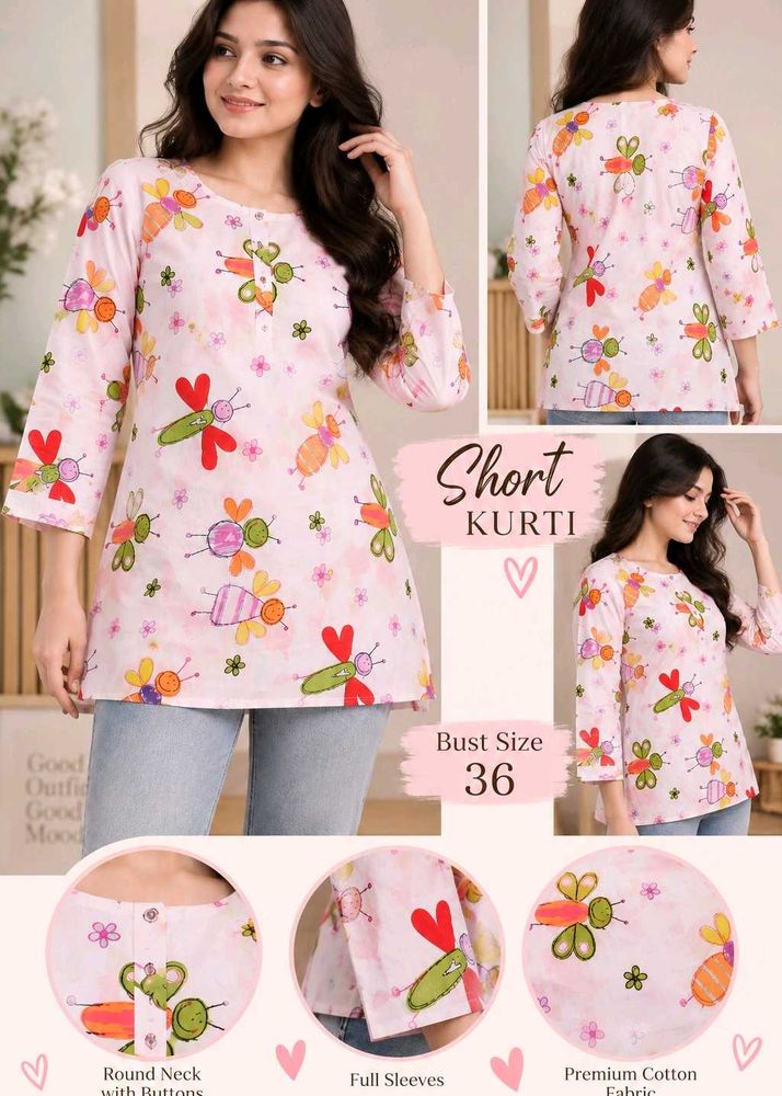 Cute Butterfly Print Short Kurti