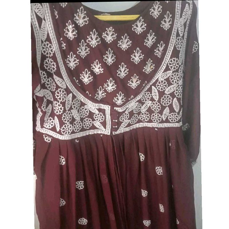 maroon long Kurti, maxi, gown