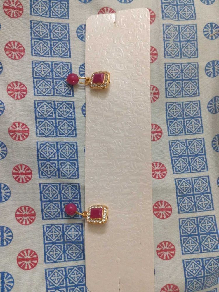 Elegant Pink Stone Earrings