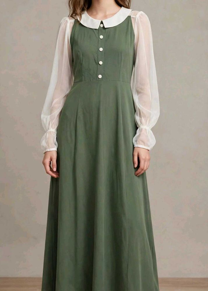 Green Long Sleeve Maxi Dress