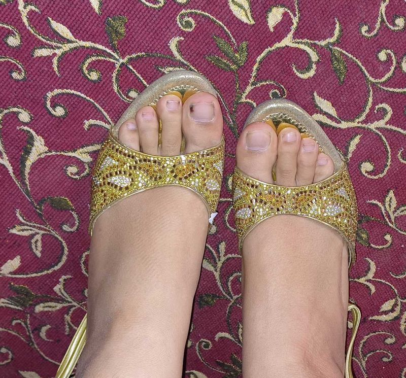 Elegant Gold Embellished Heels