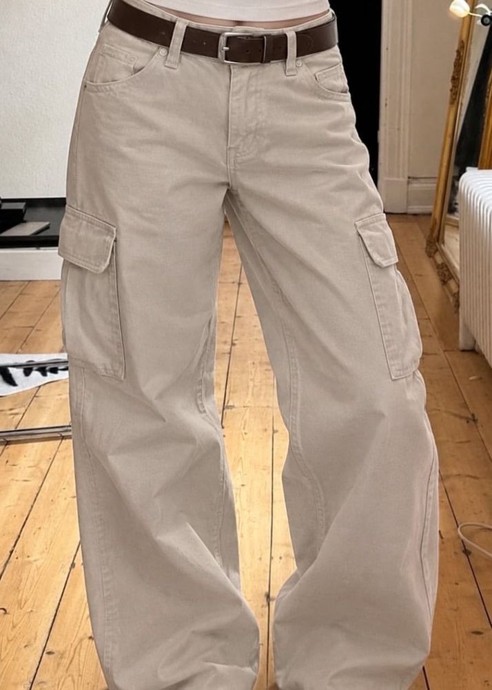 Cream Cargo Pants inspo jeans ! fits 26-28