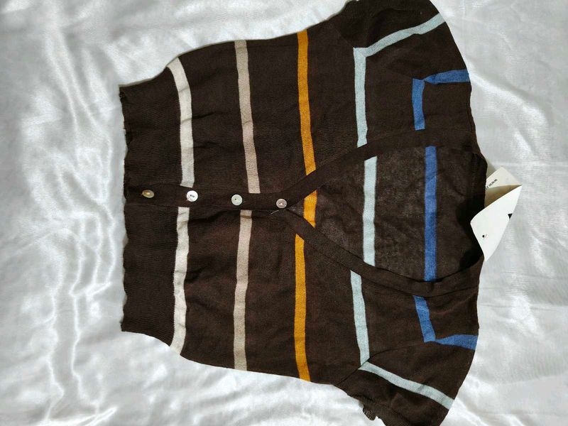 Striped Button-Up Cardigan