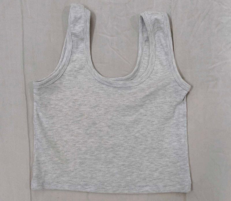Gray Ribbed Crop Top