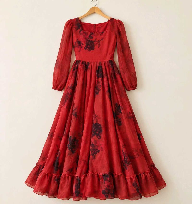 Red Floral Maxi Dress