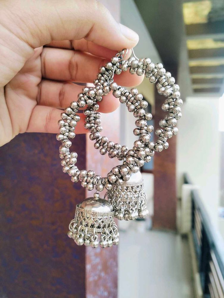 Silver Jhumka Earrings