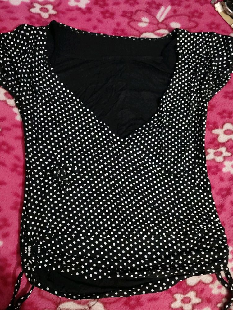 Black And White Polka Dot Top