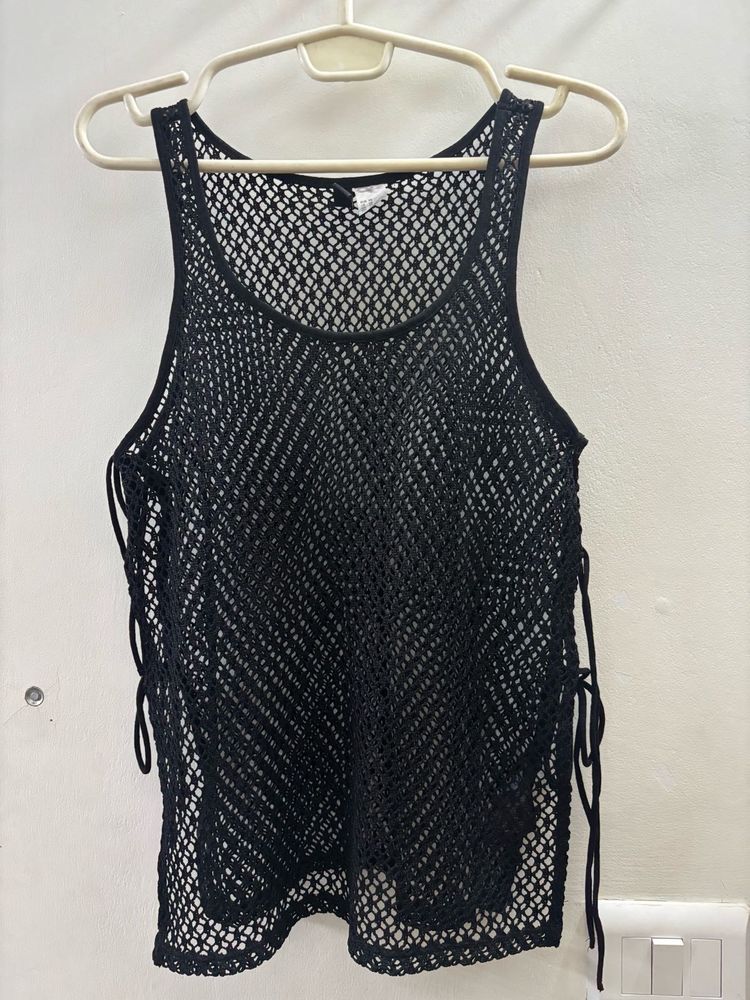 H&amp;M Black Crochet Tank Top
