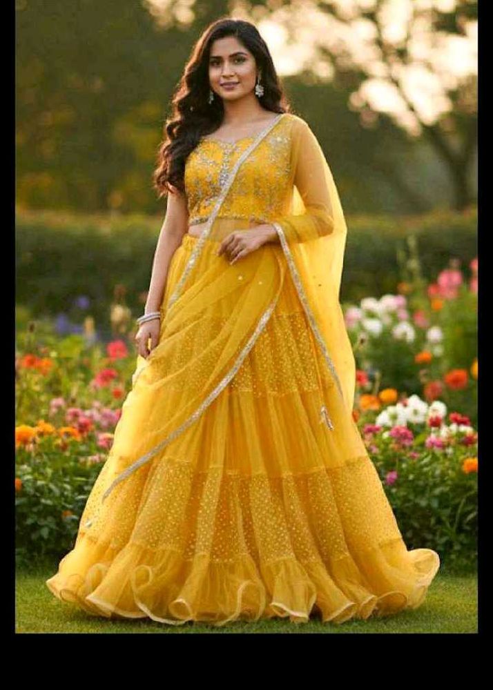 bust 38 Stunning Yellow Lehenga Choli