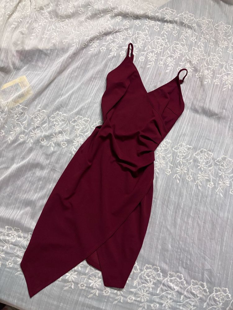 Chic Wine Red Wrap Dress