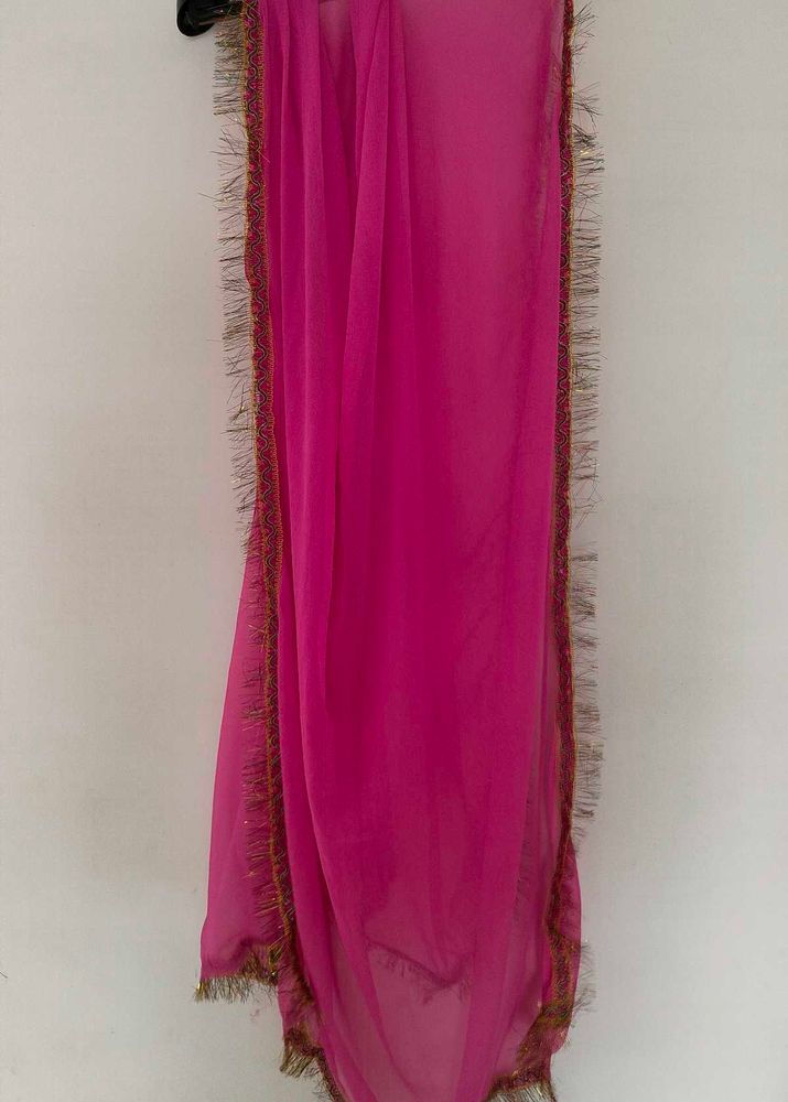 Vibrant Pink Dupatta with Embellished Border