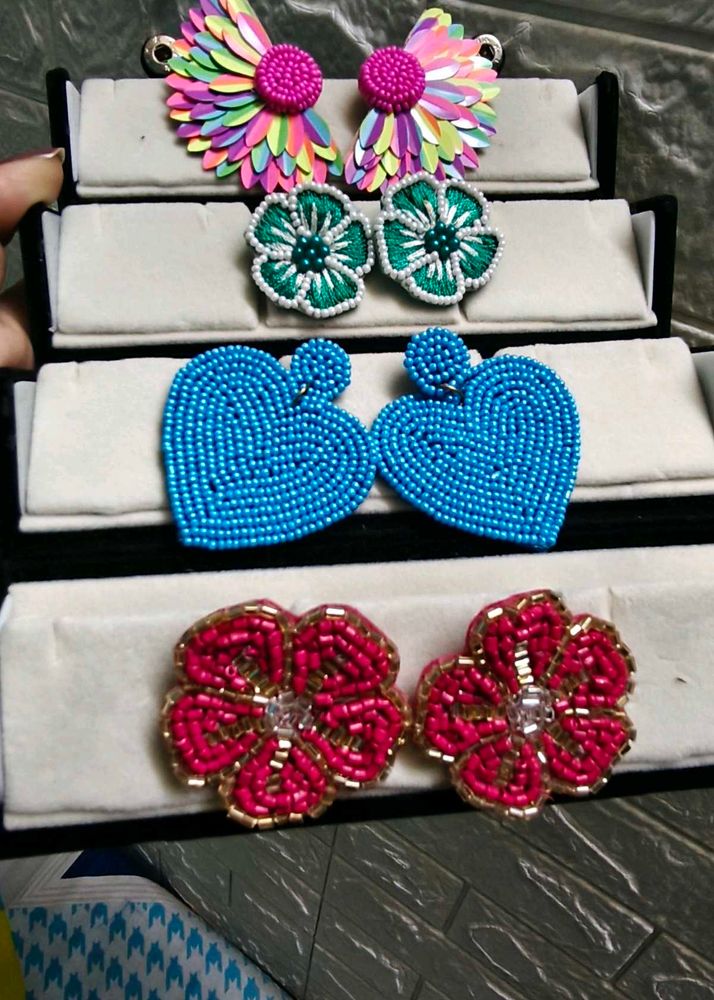 Vibrant Beaded &amp; Embroidered Statement Earrings