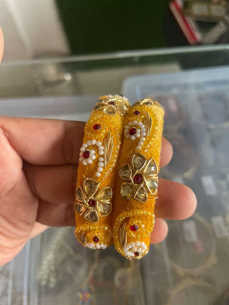 Embellished Yellow Bangles