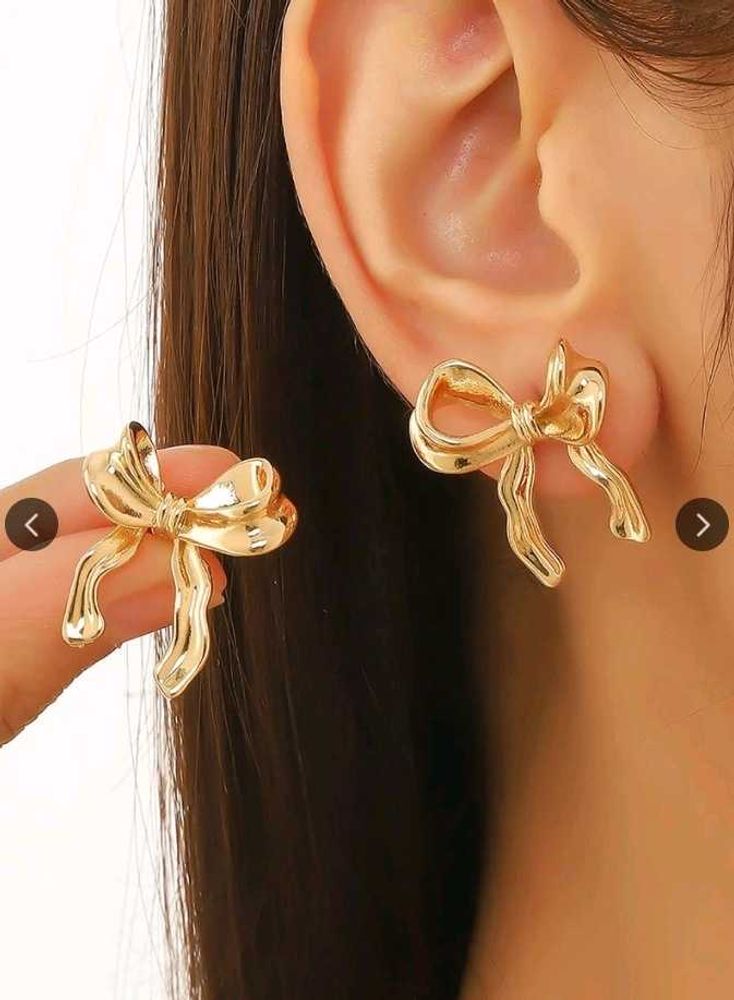 Gold Bow Stud Earrings
