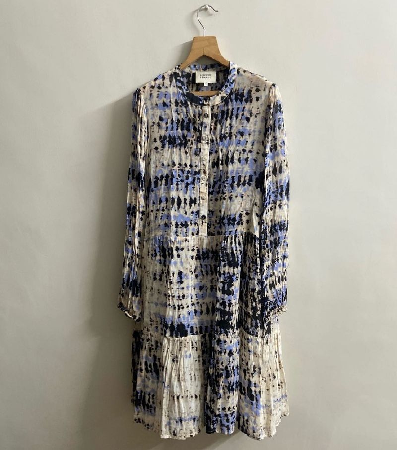 SECOND FEMAY Boho Tie-Dye Tiered Midi Dress