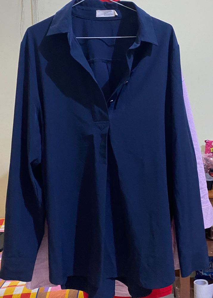 Classic Navy Blue Long Sleeve Top