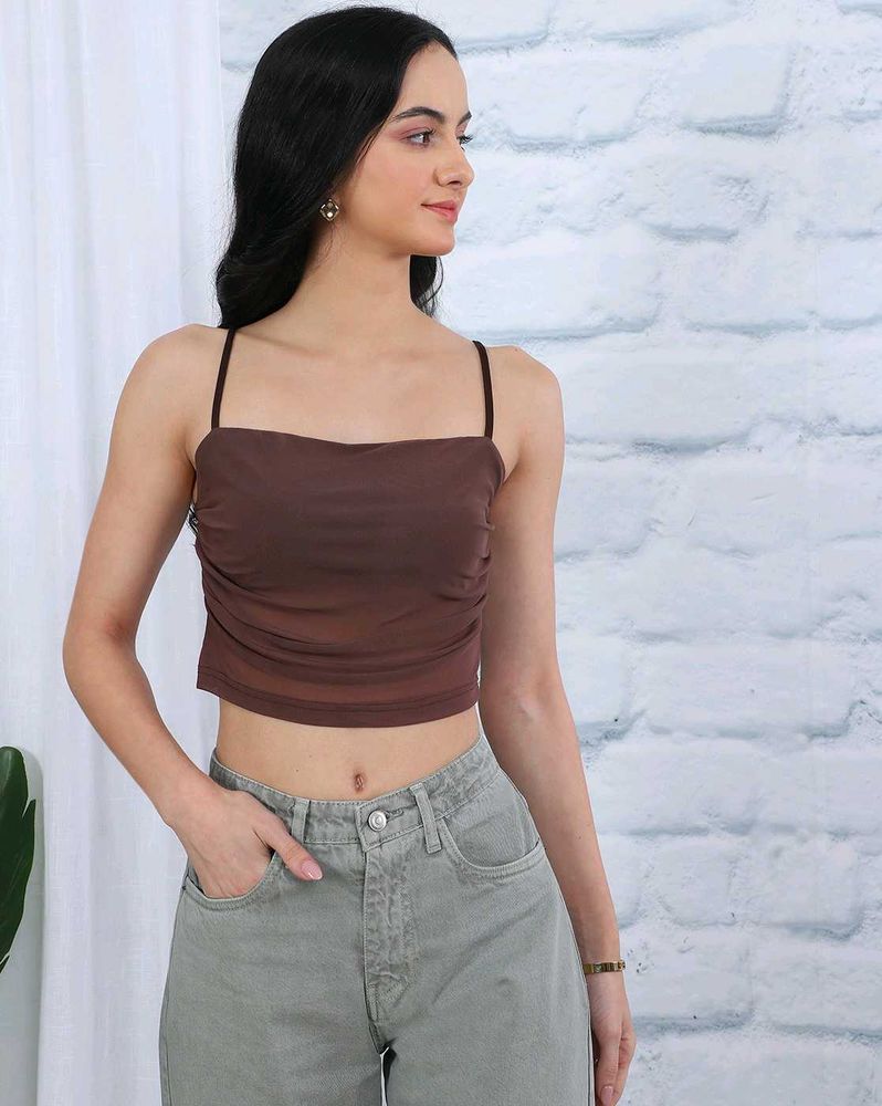 Brown Sheer💙 Cropped Tank Top