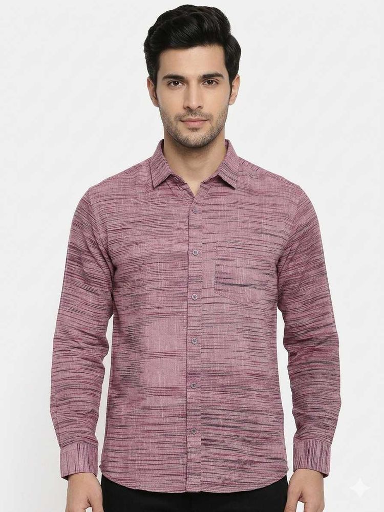 Men's Textured Maroon Full Sleeve Shirt