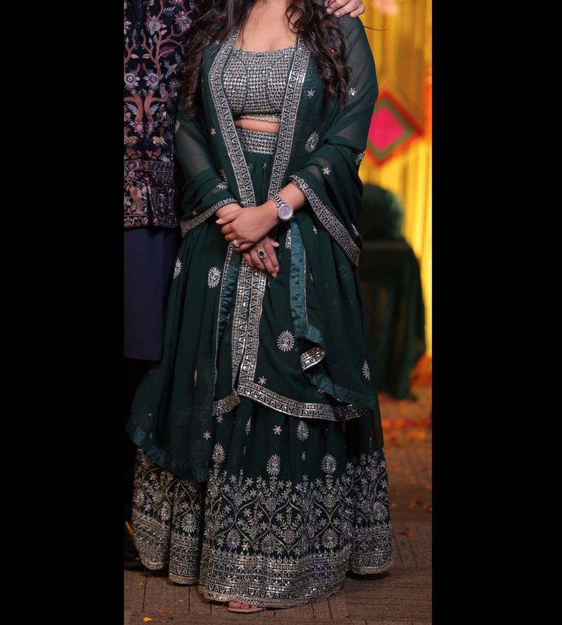 Stunning Emerald Mehendi Green Lehenga Choli