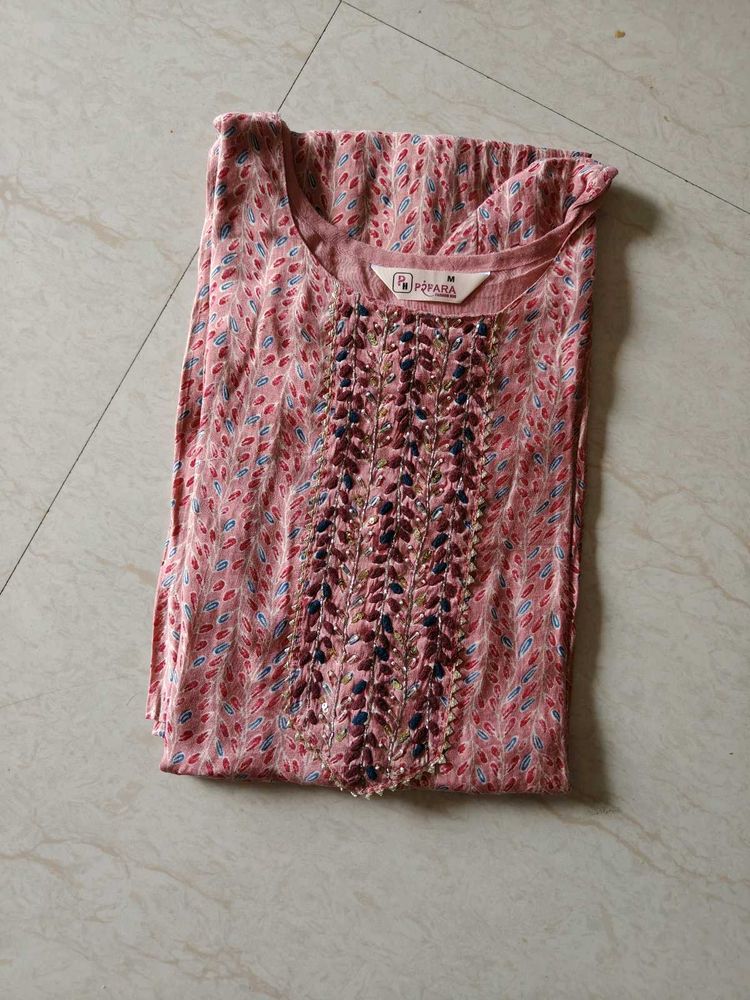 Embroidered Pink Kurta