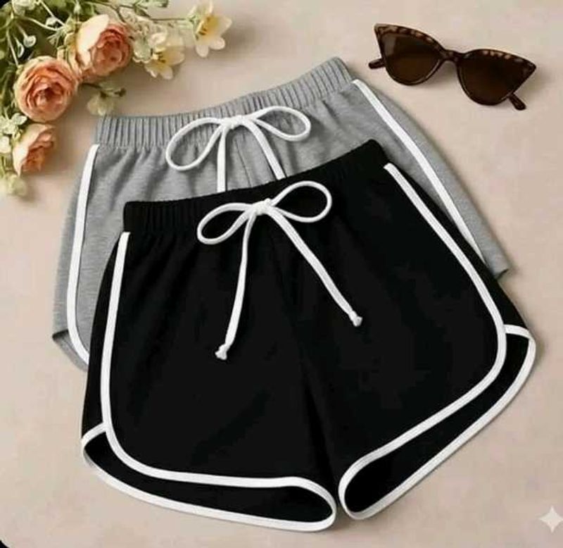 black and grey combo shorts set