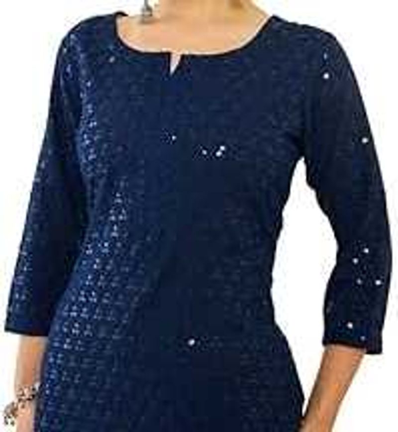 Elegant Navy Blue Embellished Kurta