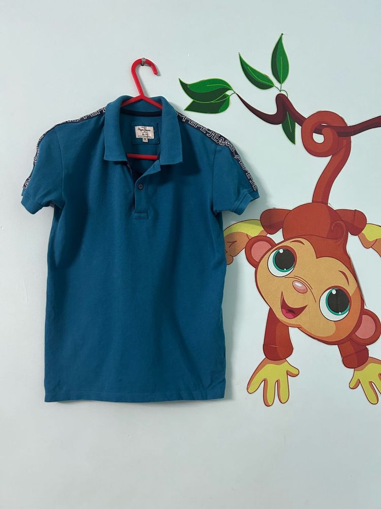 Pepe Jeans Boys Teal Blue Polo T-Shirt