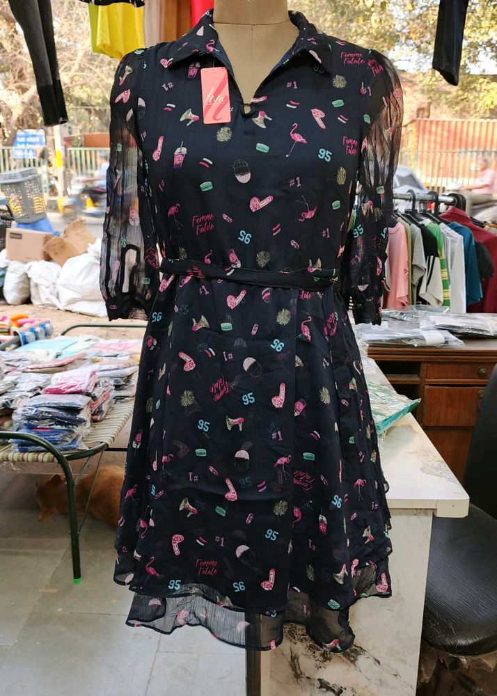 Cute Flamingo Print A-Line Dress