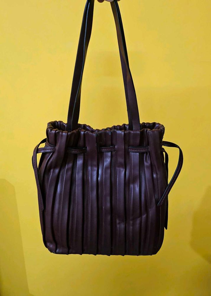 Stylish Pleated ZARA Tote Bag