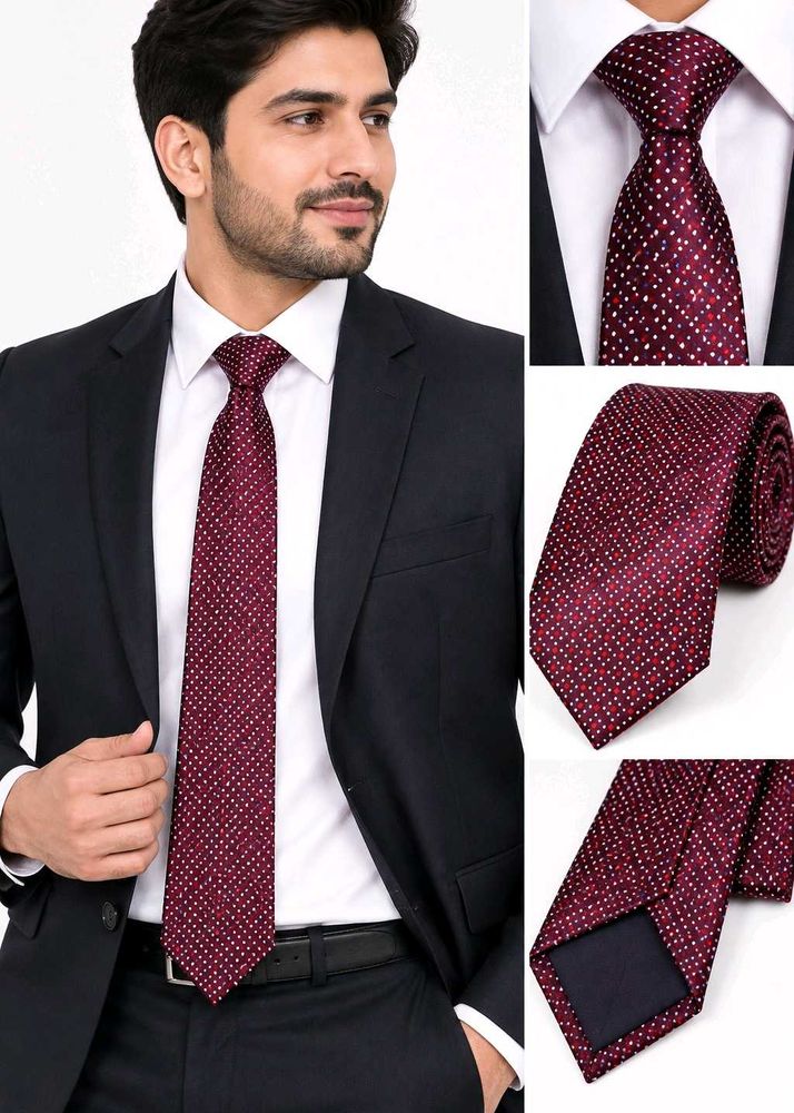 🔥Buy 1, Get 1 Free 🔥Burgundy Polka Dot Tie