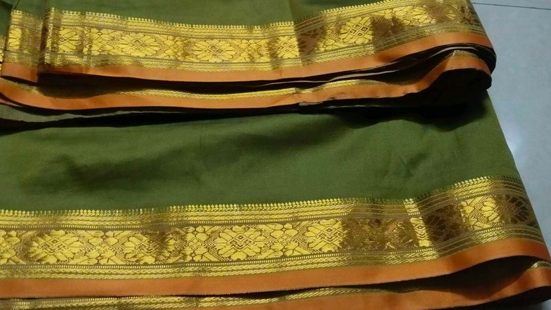Elegant Green Saree with Gold Border