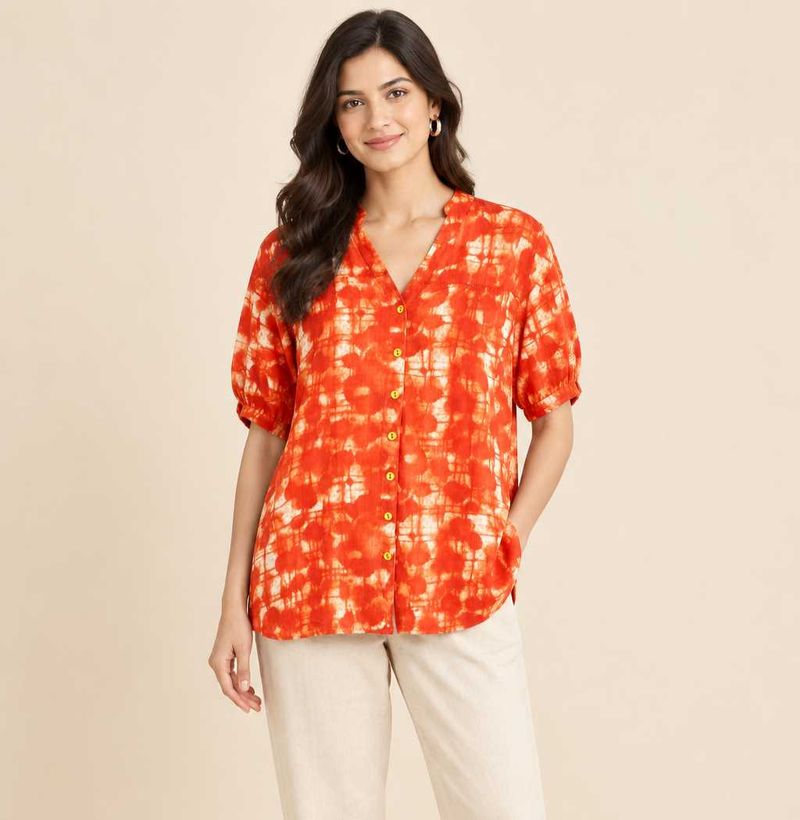 Vibrant Printed Casual Top Size-44