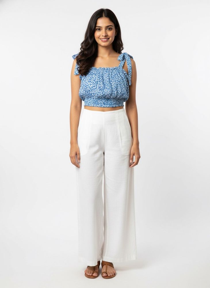Blue Floral Crop Top