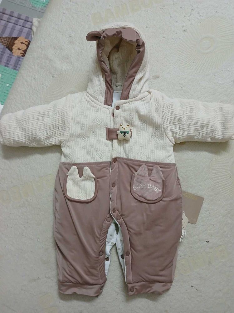 Cute Baby Snowsuit with Bear Detail