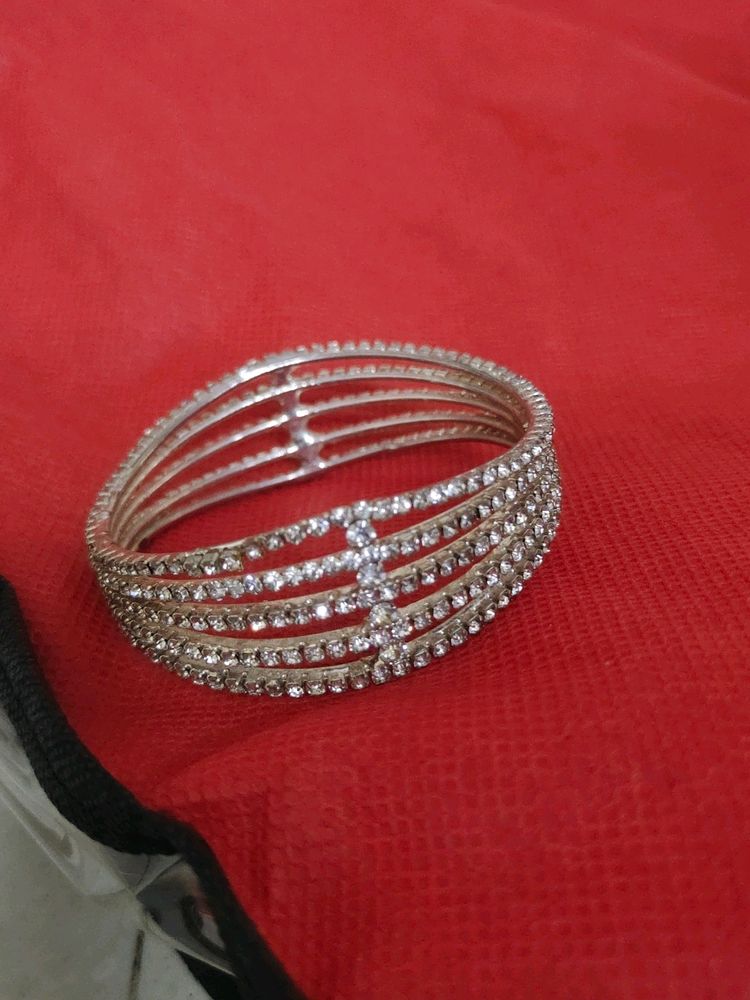 Silver Dimond Stone Bangle And Bracelet