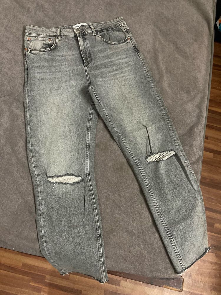 ZARA Grey Ripped Jeans