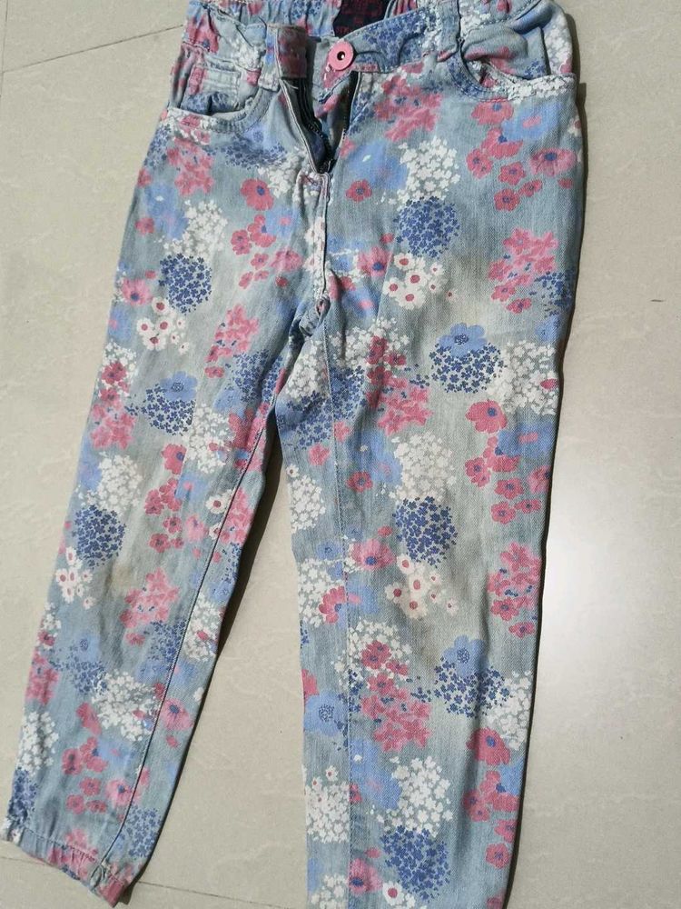Floral Print Jeans