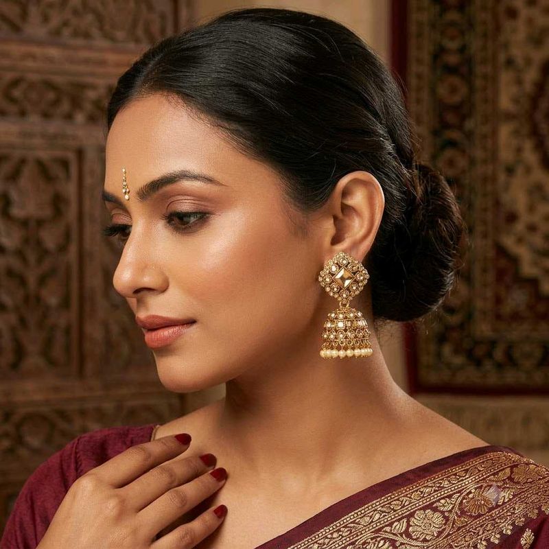 Stunning Gold Jhumka Earrings