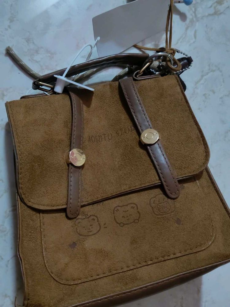 Cute Brown Suede Crossbody Bag