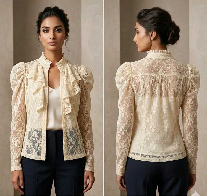Cute Cream lace Shirt/shrug 😍