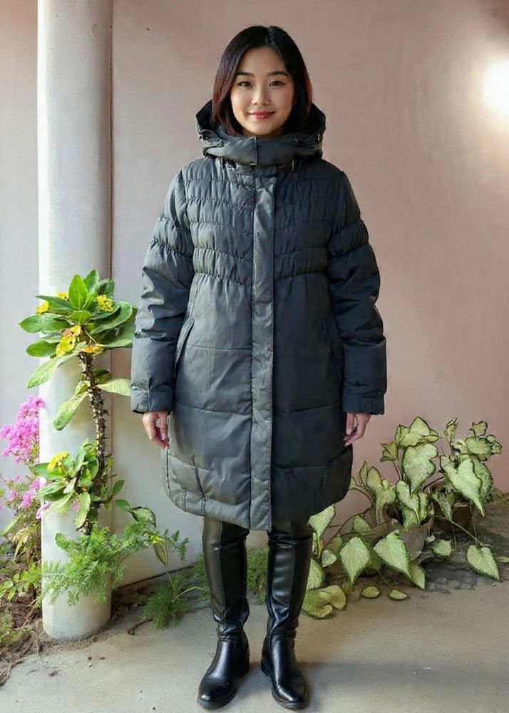 Black long puffer jacket