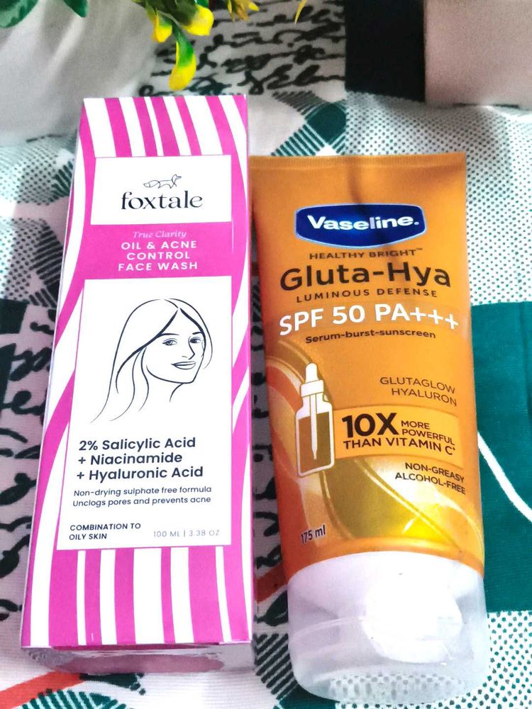 Foxtale Oil control face wash &amp; Vaseline sunscreen