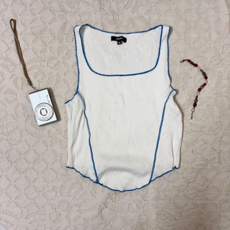 Westside White Ribbed Tank Top