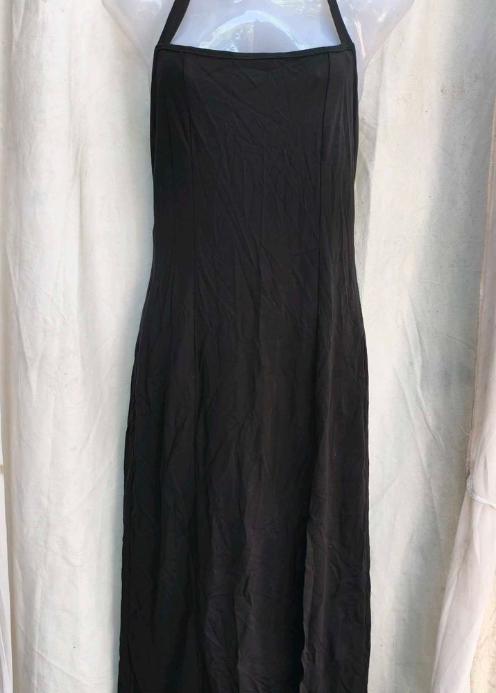Elegant Black Halter Neck Maxi Dress