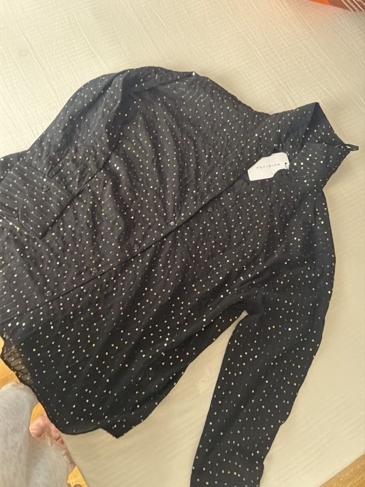 Black Sheer sequence Dot Shirt