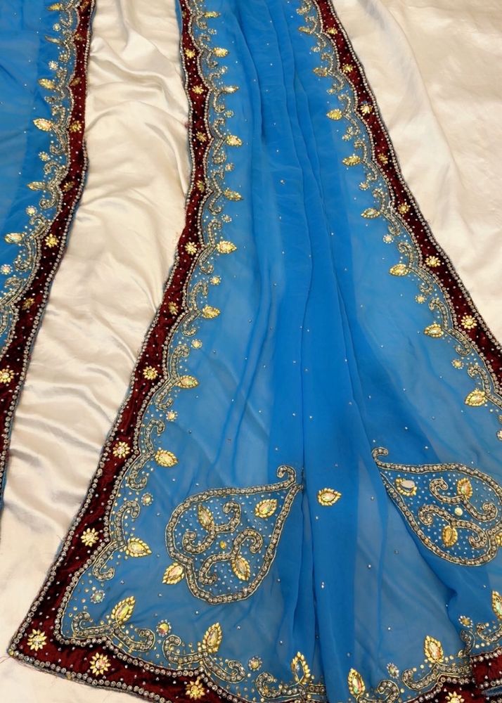 Stunning Blue Embellished Saree