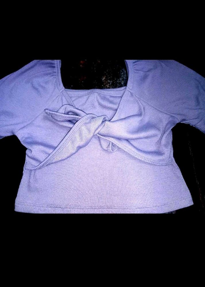 Lavender Twist Front Cropped Top