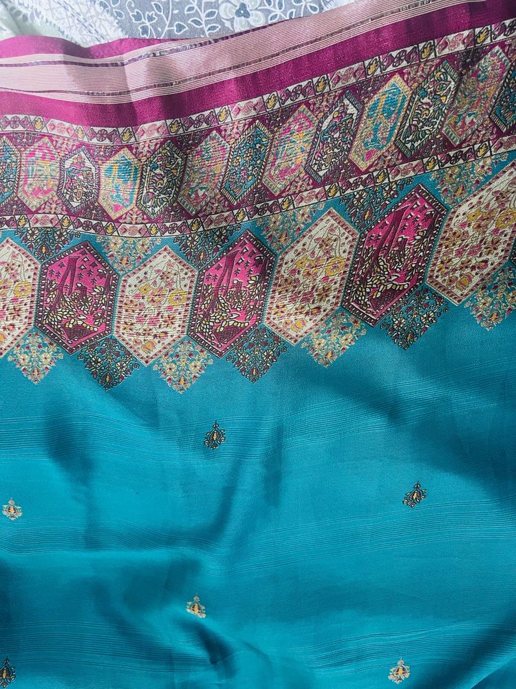 Vibrant Teal Saree
