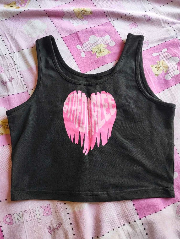 Black Heart Graphic Crop Top