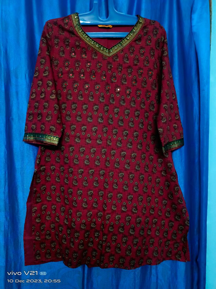 Maroon Colour Kurti From Shrishti